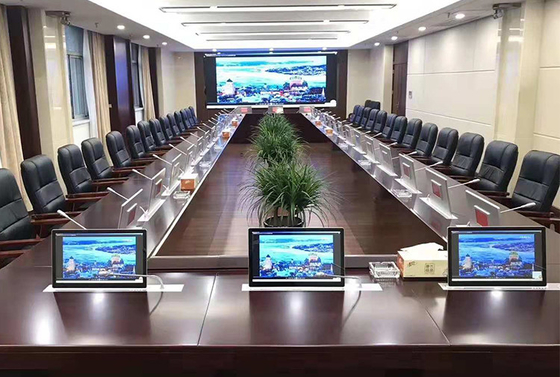 Китай Микрофона монитора ЛКД конференц-зала офисная система экранного дисплея СИД механизма настольного аудио поднимаясь подразумеваемая поставщик
